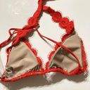PilyQ New. /PQ red lace halter bikini top. Large. Retails $84 Photo 4