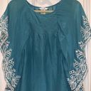 Esley  BOHO GREEN CUTWORK FLOWY BLOUSE SILK COTTON Photo 5