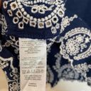 Loft  Navy Blue Embroidered Sleeveless Blouse Sz M Photo 3