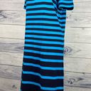 Talbots  Shift Dress Womens M Lace Up Neck Nautical Stripe Blue Sailor Short Slvs Photo 3