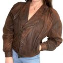 Vintage 80s Pelle Soft Leather Bomber Jacket in Brown Oversized Size Small Photo 11