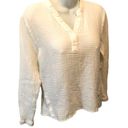 Garnet Hill  Textured Gauze Top Blouse Sz. 8 White V~Neck Long Sleeve Boho Style Photo 1