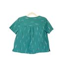 0802 a.n.a. A New Approach Teal White Short Sleeve Cropped Button Up Top Size Sm Photo 1