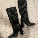 Pointed toe black leather boots with chunky heel Size 8.5 Photo 0