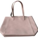 Monique Lhuillier Tote Bag Pink Faux Leather Gold Logo NWT Purse 13"x17.5"x5" Photo 1