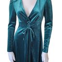 Bebop NWT  Long Sleeve Velvet Lace Up Hunter Green Fit & Flare Dress (S) Photo 4