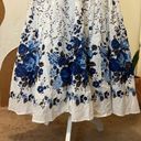 Coldwater Creek  White Cotton Blue Rose Floral Print Summer Midi Skirt 1X Photo 3