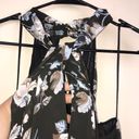 ASTR  The Label Women’s Black Floral Chiffon Twist Front Keyhole Mini Dress Photo 2