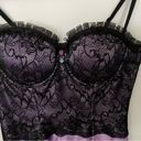 Frederick's of Hollywood Frederick’s of Hollywood Purple & Black Satin Lace Corset top Large Photo 9