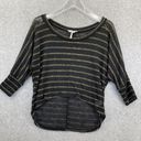 Kirra  Black Gold Thin Dolman Sleeve Blouse High Low Short Sleeve Size Small Photo 0