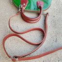 Vera Pelle Vintage Purse Di  Green Leather Dome Satchel Crossbody Made in Italy. Photo 6