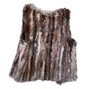 525 America  Luxe Rabbit Fur Open Front  Vest Grey Beige Women's Size M Photo 3