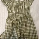 American Eagle green checkered print romper Photo 0