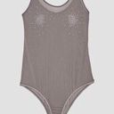 ZARA Sheer Gray Bodysuit Shiny Appliqué Sequins Photo 3