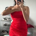 ZARA Draped Mini Red Dress Photo 0