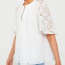 Tuckernuck  NWT Blouse Finley Flutter Sleeve White Lace Eyelet Top Size S Photo 5