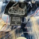 Angie  Blue White Tie Dye Tiered Midi Dress Photo 9