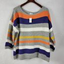 Lou & grey  Women's Sweater XL Gray Orange Cozy Striped Boxy Mohair Blend NEW Photo 8