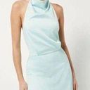 Elliatt  Camo Asymmetric Satin Cocktail Dress in Seafoam Size Large Photo 0