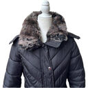 London Fog  Black Winter Puffer Faux Fur Trim Collar Hooded Jacket Parka size S Photo 65