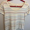 Christopher & Banks  Vintage Y2K Stitched Striped Babydoll Short Sleeve Tee Large Photo 2