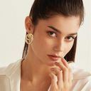 Gold Geometric Drop Dangle Earrings for Women/ Long Link Dangle Earrings Photo 2