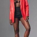 Anthropologie NEW DOLAN  Large Red Vegan Faux Leather Boyfriend Blazer Jacket Photo 1