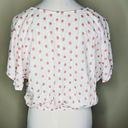 Sim & Sam  Tie Front Top LARGE White & Pink Batwing Dolman V-Neck Polka Dot Photo 7