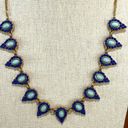 Vintage Blue  stone teardrop double strand gold tone necklace Photo 1