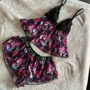 BCBG Lingerie Floral Lacy Night Set Camisole and Shorts Pink / Purple Photo 0