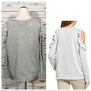 Caslon  Ruffle Trim Cold Shoulder Sweatshirt - Gray - Small Photo 3