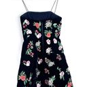 Alice + Olivia  Black Velvet Red Floral Embroidered Mini Dress Lace Trim Size: 0 Photo 7