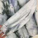 POL  Womens Sz L Tie Dye‎ Rough Cut Oversize Long Sleeve Button Down Gauze Photo 2