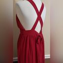 TFNC NEW Burgundy Pleated Deep V-Neck Cross Back Modcloth Maxi Dress Gown Medium Photo 8