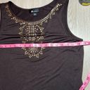 AB Studio | Brass Beaded Brown Tank Top Photo 2