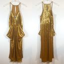 BCBGeneration NWT  Gold Crushed Velvet Racerback Surplice Draped Midi Dress Sz S Photo 1