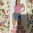 Celebrity Pink Ruched Front Crop Top Photo 2