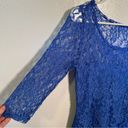 Lace Skater Dress Blue Illusion Neckline Size L Photo 3