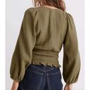 Madewell  Lightspun Julianne Smocked Waist Top in Olive Green size Small Photo 1