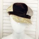Krass&co August Hat  Paper Boy Cap Velvet Brocade Tweed Brown Gold Photo 0