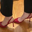 ZARA Red Leather Slingback Heels Photo 6