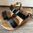 Kork-Ease  Black Leather Strap Cork Wedge Sandals Size 7 Photo 3