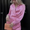 ZARA mini dress satin effect drapped long sleeve pink party wedding coctail Photo 3