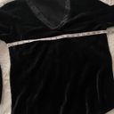 CP Shades Black Velvet Long Sleeve V-neck Crochet Lace Trim Top Size Small Photo 2