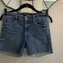 J Brand Dark Wash Mid Rise Denim Raw Hem Shorts Photo 2