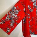 Bryn Walker  Orange Red Floral Pants Set Button Down Blouse Crop Pants EUC Sz S/M Photo 2