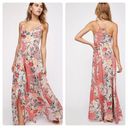 Free People  Coral Combo Floral Maxi Dress Medium Through The Vine Printed Boho Photo 13