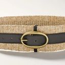 White House | Black Market  Belt  3" Black Patent Leather & Beige Woven Straw 2XL Photo 1