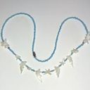 Vintage Blue  Seed Bead Beaded Carved Dolphin Shell Boho Necklace Photo 1