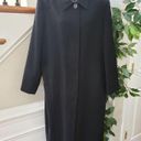 Gallery  Women's Black Solid Polyester Collared Long Sleeve Trench Coat Size 14P Photo 12